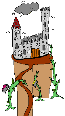 Castle with bats, ghosts, and lightening